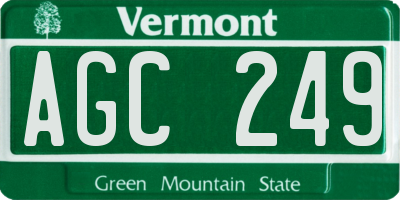 VT license plate AGC249