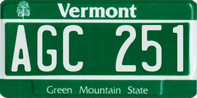 VT license plate AGC251