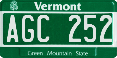 VT license plate AGC252