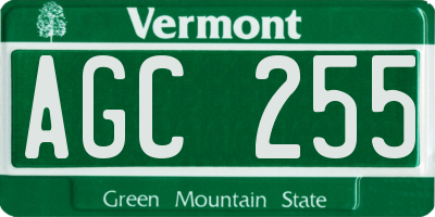 VT license plate AGC255