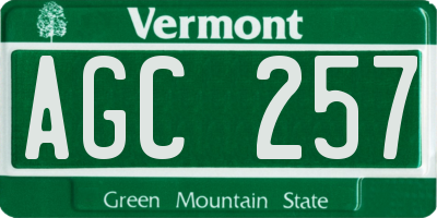 VT license plate AGC257