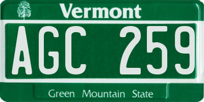 VT license plate AGC259