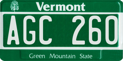 VT license plate AGC260