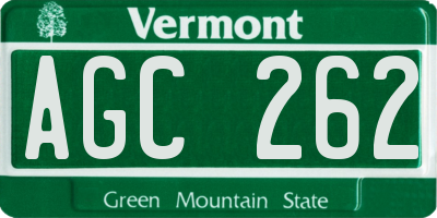 VT license plate AGC262