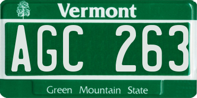 VT license plate AGC263