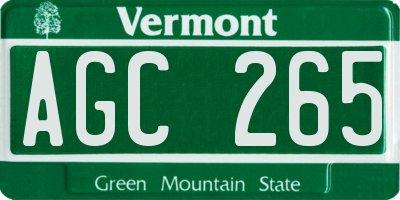 VT license plate AGC265