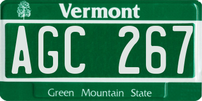 VT license plate AGC267