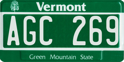 VT license plate AGC269