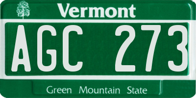 VT license plate AGC273