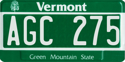 VT license plate AGC275
