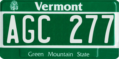VT license plate AGC277