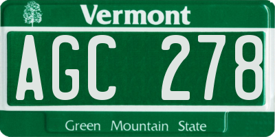 VT license plate AGC278