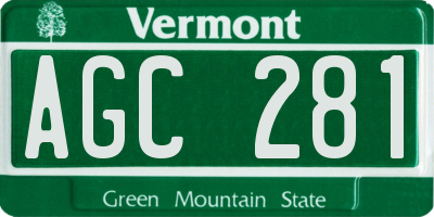 VT license plate AGC281