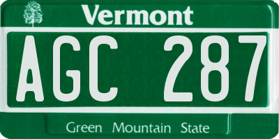 VT license plate AGC287