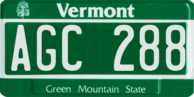 VT license plate AGC288