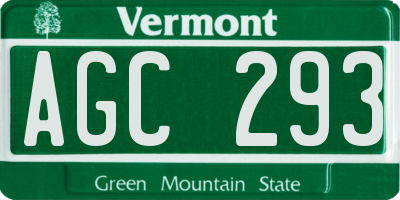 VT license plate AGC293