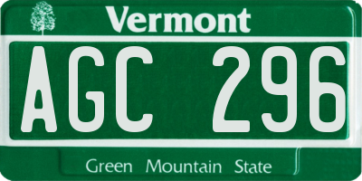 VT license plate AGC296