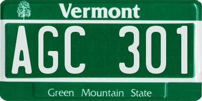 VT license plate AGC301