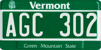 VT license plate AGC302