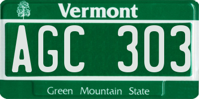 VT license plate AGC303