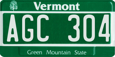 VT license plate AGC304