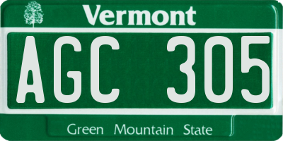 VT license plate AGC305