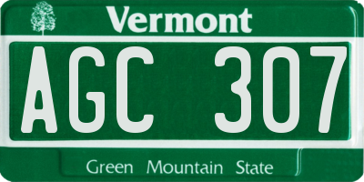 VT license plate AGC307