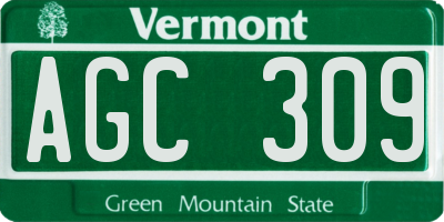 VT license plate AGC309
