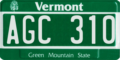 VT license plate AGC310