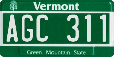 VT license plate AGC311