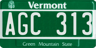 VT license plate AGC313