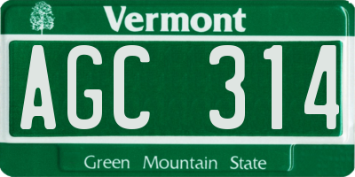 VT license plate AGC314