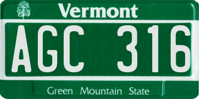 VT license plate AGC316