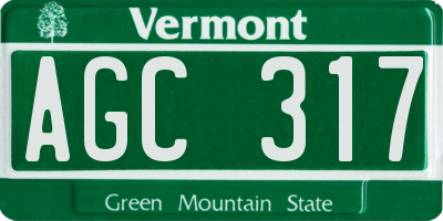 VT license plate AGC317