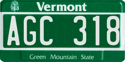 VT license plate AGC318