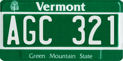VT license plate AGC321