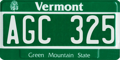 VT license plate AGC325