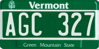 VT license plate AGC327