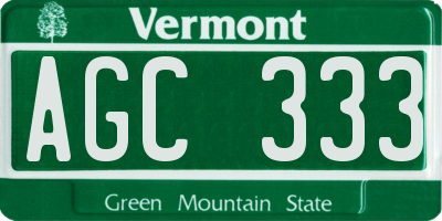 VT license plate AGC333