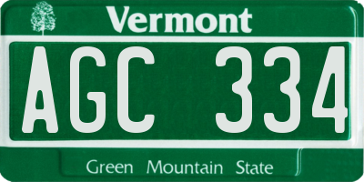 VT license plate AGC334