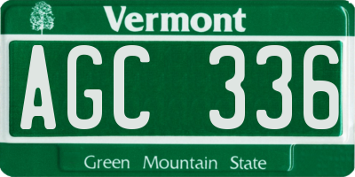 VT license plate AGC336