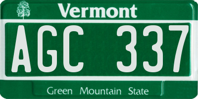 VT license plate AGC337