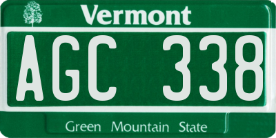 VT license plate AGC338