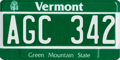 VT license plate AGC342