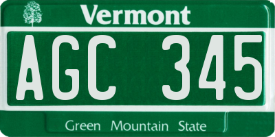 VT license plate AGC345