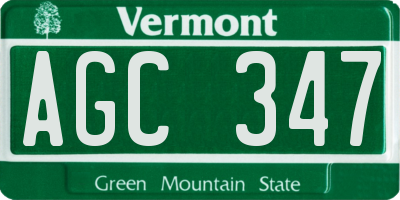VT license plate AGC347
