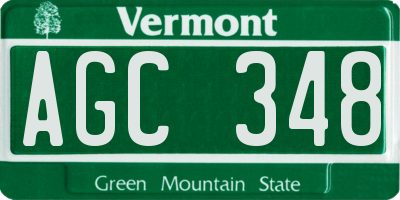 VT license plate AGC348