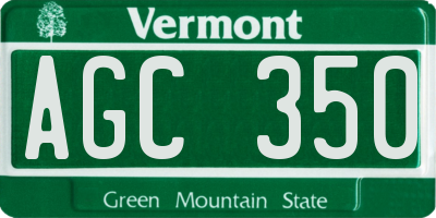 VT license plate AGC350