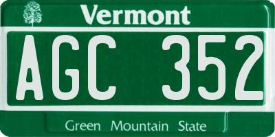 VT license plate AGC352