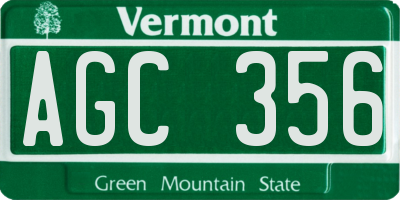 VT license plate AGC356